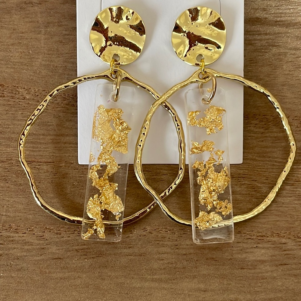 🎉❤️ NEW Marissa Leaves of Gold Dangle Earrings Easter Gifts